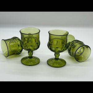 Indiana glass green kings crown thumbprint